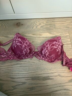 La SENZA Floral Lace Push-Up Bra in Rose Wine